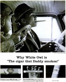 White Owl Cigars ad with father and kid in car