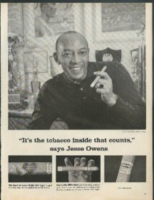 White Owl Cigars ad with Jesse Owens